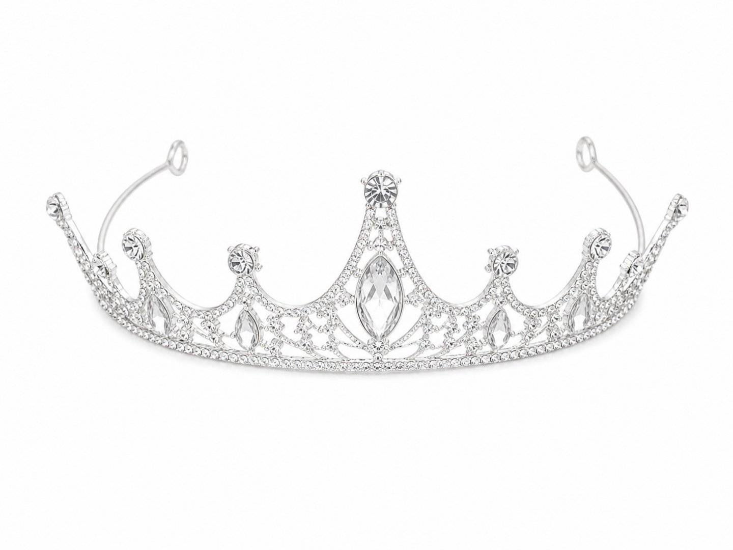 Tiara argintie vintage cu cristale ovale transparente