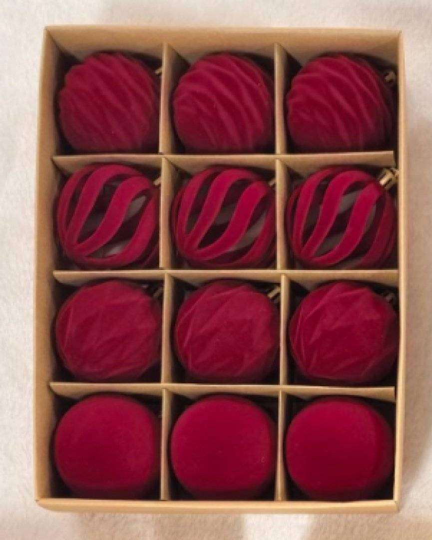 Globuri catifelate 6 cm, 12 buc