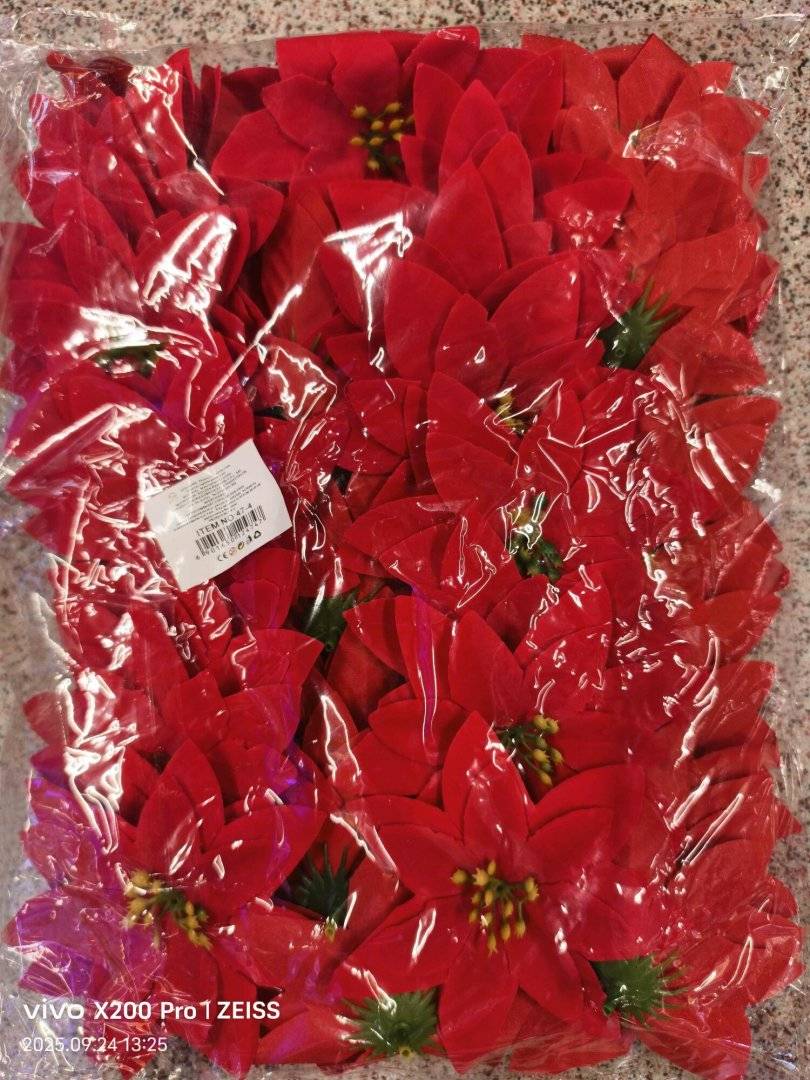 Flori de Craciun artificiale rosii, 50 buc