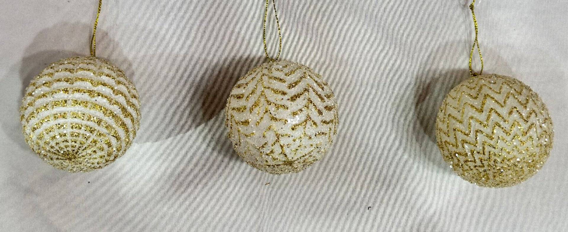 Globuri cu model cu sclipici 8 cm, 3 buc