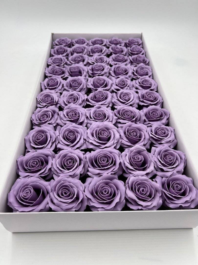 Set 50 Trandafiri de Sapun Parfumati Dark Purple Aspect Criogenat 6-7 cm