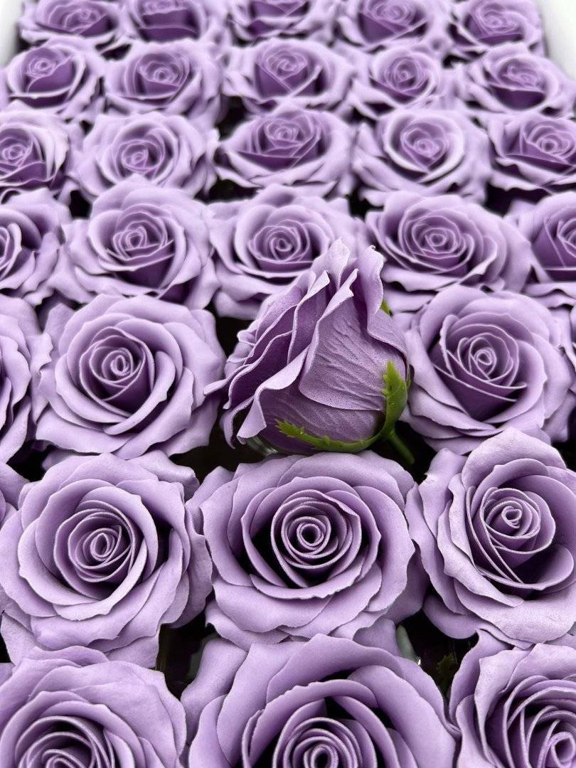 Set 50 Trandafiri de Sapun Parfumati Dark Purple Aspect Criogenat 6-7 cm