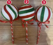 Acadea decorativa cu dungi rosii, verzi si albe 12x35 cm
