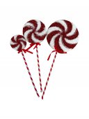 Acadele Decorative Din Plastic Alb Cu Rosu Pentru Craciun 42 cm