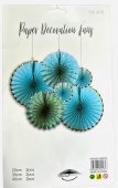 Accesorii Party: Ornamente Din Hartie Rozeta Evantai 6/Set Blue Cu Argintiu