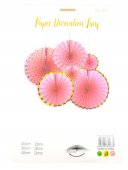 Accesorii Party: Ornamente Din Hartie Rozeta Evantai 6/Set Roz Cu Auriu