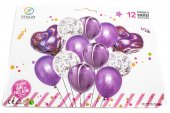 Baloane 12/Set Curcubeu Si Confeti Mov