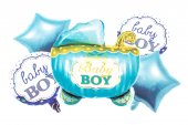 Baloane 5/Set Baby Shower Carucior Bleu
