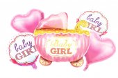Baloane 5/Set Baby Shower Carucior Roz