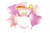 Baloane 6/Set Baby Shower Carucior Roz