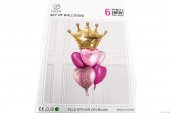 Baloane 6/Set Printesa Auriu Cu Roz