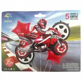 Baloane Folie 5/Set Cu Motocicleta Rosie