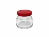 Borcanel Sticla Rotund cu Capac Metal Rosu 50ml