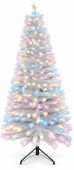 Brad Artificial Alb cu Fibre Optice si Lumini LED Multicolore, 180 cm