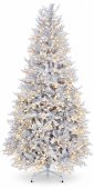 Brad Artificial Alb cu Zapada si Lumini LED Calde, 210 cm