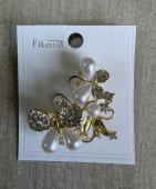 Brose Fluturi Cu Strasuri Si Perle 6/set