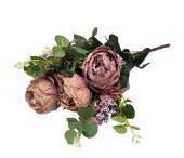 Buchet Bujori cu Margele Artificial Mov Prafuit