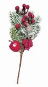 Buchet Decorativ cu Brad cu Zapada, Fructe Rosii si Mar