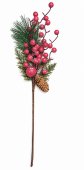 Buchet Decorativ cu Brad, Fructe Rosii si Con