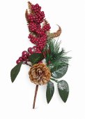 Buchet Decorativ cu Fructe Rosii, Brad si Con