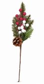 Buchet Decorativ cu Fructe Rosii si Albe, Brad si Con
