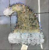 Caciula de Mos Craciun plata din beteala irizata 23x38 cm