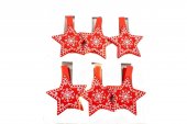 Carlige Din Lemn Cu Stea Rosie 6/Set