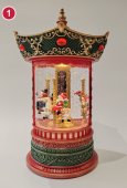 Carusel decorativ cu figurine de Craciun si sclipici