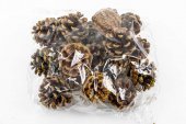 Conuri Brad Natural Cu Sclipici Auriu 5 Cm