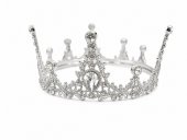 Tiara princess argintie delicata cu cristal central si filigran floral