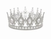 Coroana decorativa argintie cu cristale tip diamant 12 cm
