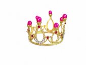 Coronita aurie cu perle fucsia si accente roz
