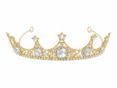 Tiara aurie simpla cu cristale ovale transparente