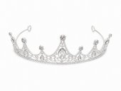 Tiara argintie vintage cu cristale ovale transparente