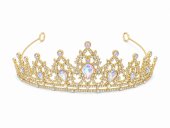 Tiara aurie cu cristale iridescente AB teardrop - magical