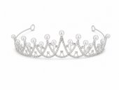 Tiara argintie cu perle albe mari pe varfuri - princess subtil