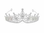 Tiara argintie cu cristale marquise mari si scroll vintage