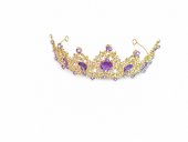 Tiara aurie cu cristale mov violet marquise