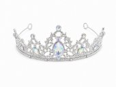 Tiara argintie cu cristale iridescente AB princess