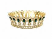 Coroana decorativa aurie cu cristale verzi smarald marquise 12 cm