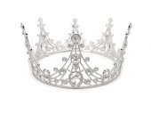 Tiara coroana inalta argintie cu cristal teardrop central