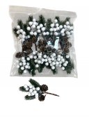 Crengute Craciun Brad Cu Scoruse Mari Albe Inghetate Doua Conuri 9271-7 10/set