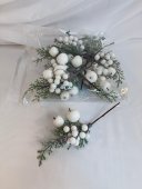 Crengute Craciun Tuia Nins Cu Scoruse si 2 Mere Alb 10/set