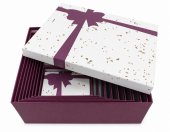 Cutie Cadou Carton 10/set cu Capac Alb si Funda Imprimata Mov