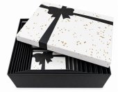 Cutie Cadou Carton 10/set cu Capac Alb si Funda Imprimata Neagra