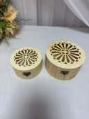 Cutie Lemn Natur Rotunda Perforat 2/set