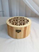Cutie Lemn Natur Rotunda Perforat Patrat Cercuri Mare