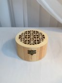 Cutie Lemn Natur Rotunda Perforat Patrat Cercuri Medie
