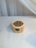 Cutie Lemn Natur Rotunda Perforat Patrat-Cercuri Mica