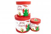 Cutii Carton Cu Mos Craciun Cilindru 3/Set